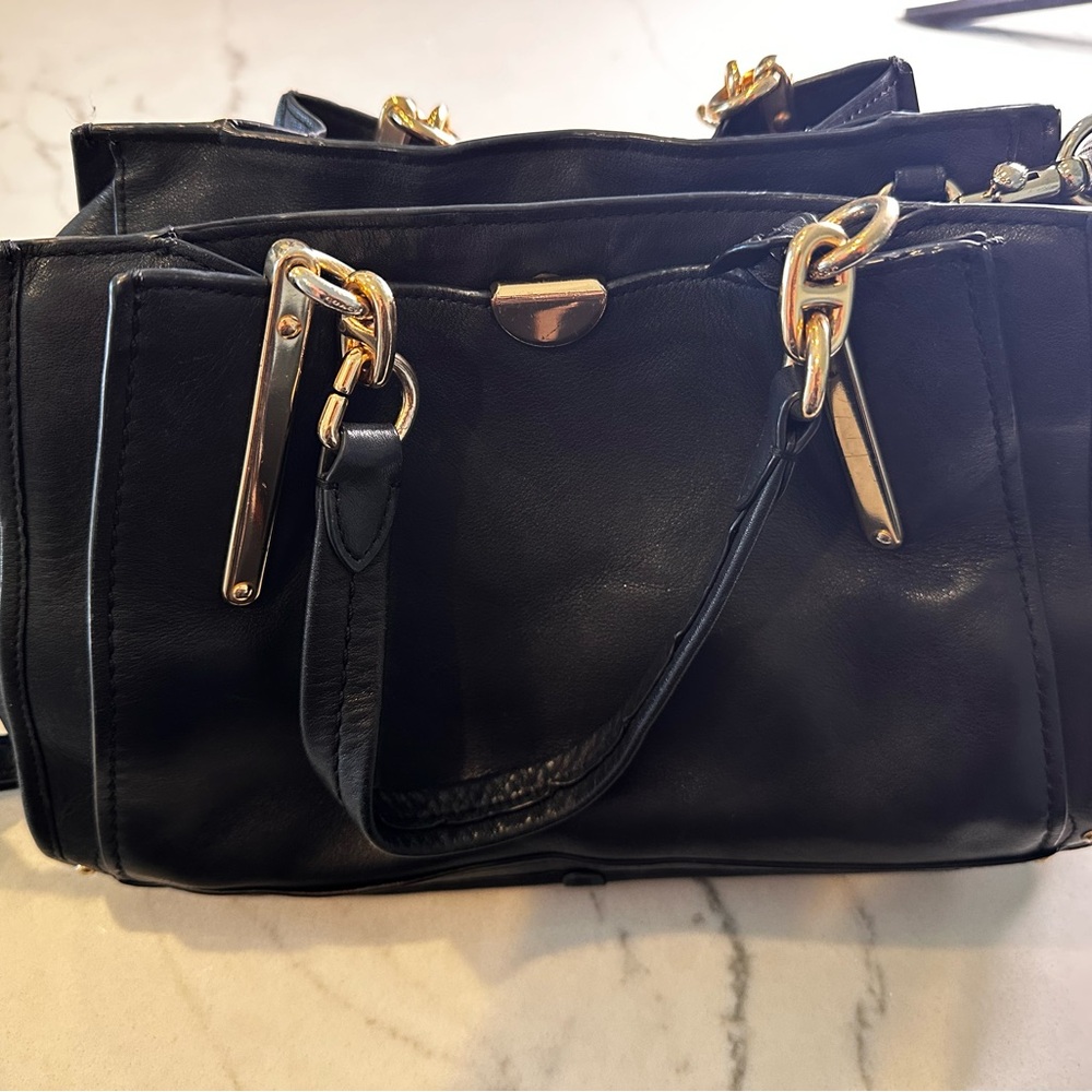Coach Black Leather Shoulder Bag with Gold Hardware
